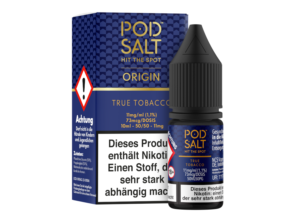 Pod Salt Origin - True Tobacco - Nikotinsalz Liquid - 11 mg/ml