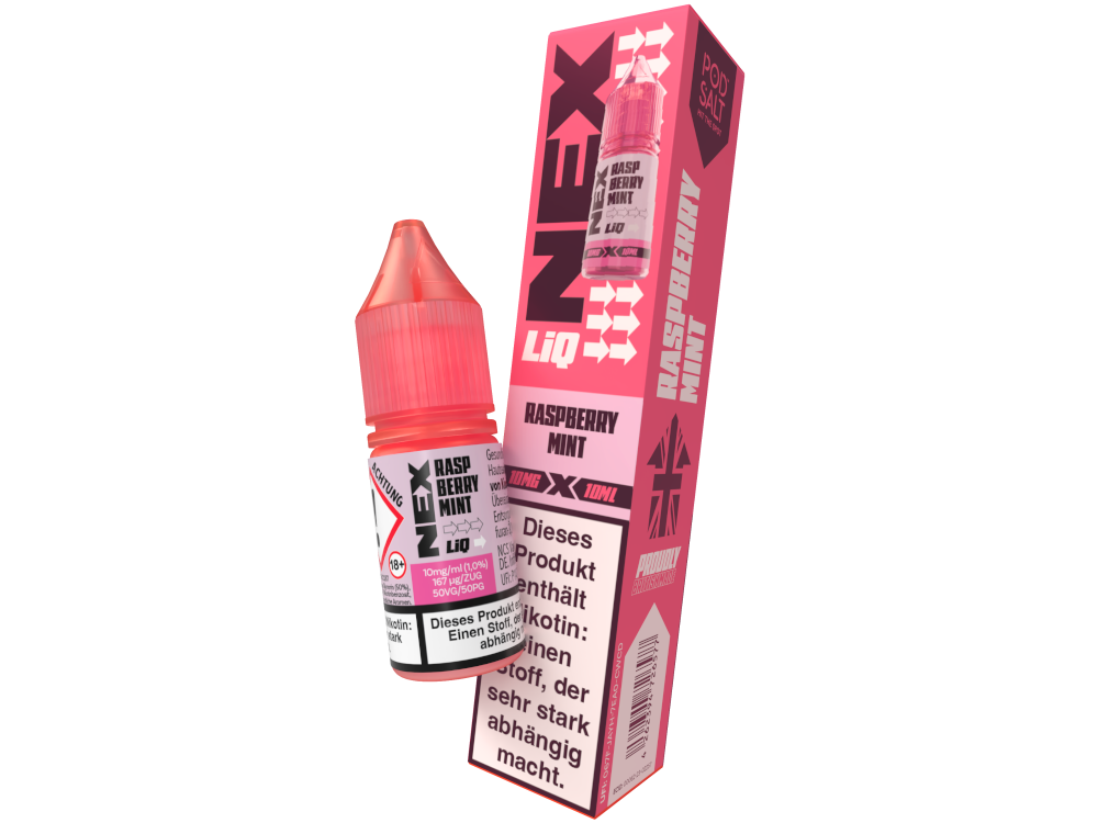 Pod Salt - NexLiq - Nikotinsalz Liquid - Raspberry Mint - 10 mg/ml