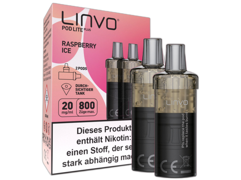 Linvo - Pod Lite Plus Cartridge Raspberry Ice 20 mg/ml (2 Stück pro Packung)