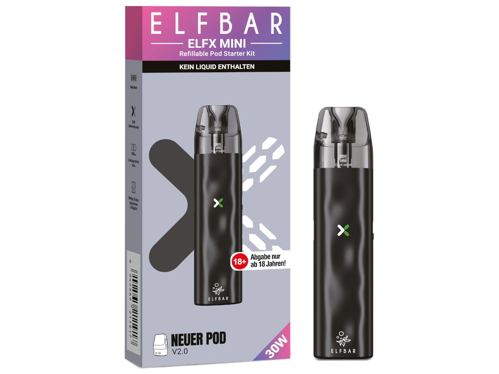 Elfbar ELFX Mini E-Zigaretten-Set Schwarz Elfbar ELFX Mini E-Zigaretten-Set Schwarz